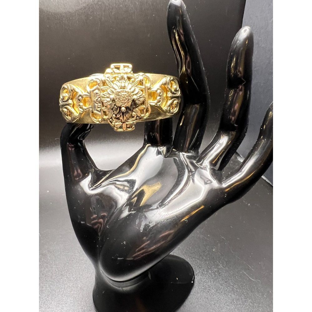 Wide Adorned Hinged Bracelet